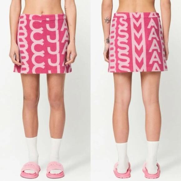 Marc Jacobs Pink Monogram Terry Mini Skirt M NWT Y2K Resort Pool Party - Picture 2 of 11